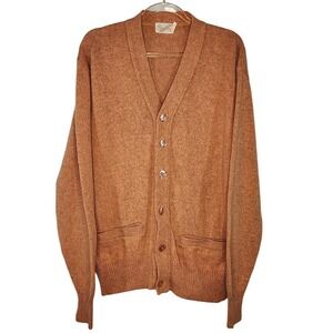 Bradley Vintage Orange Cardigan Sweater Button‎ Front Pockets Size M